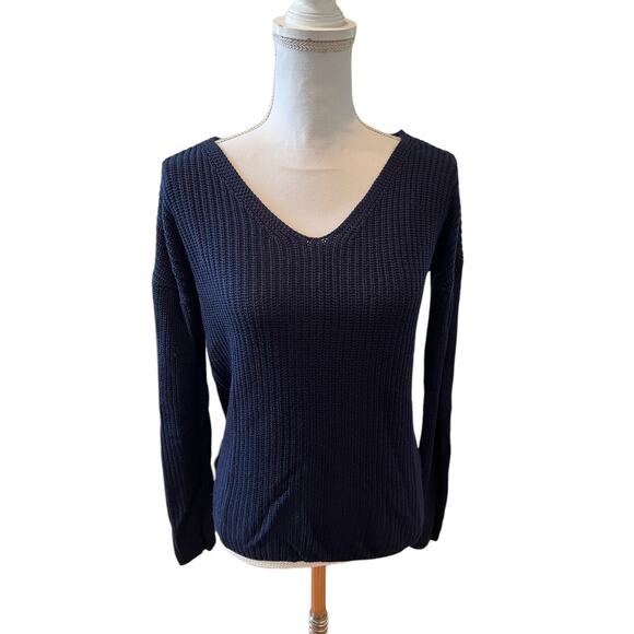 Pink Rose cut out back detail Spring Sweater Navy Blue S - Picture 1 of 7